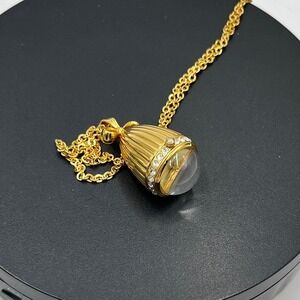 Joan Rivers Vintage Gold Tone Watch Pendant Crystal Egg Shape Necklace Works‎
